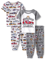 Lot de 2 pyjamas en coton coupe ajustée Racecar pour bébés et tout-petits garçons