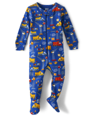 Baby And Toddler Boys Construction Snug Fit Cotton One Piece Pajamas