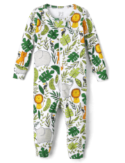 Pijama unisex de una pieza de algodón con ajuste ceñido Jungle para bebés y niños pequeños