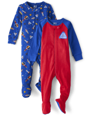 Baby And Toddler Boys Space Snug Fit Cotton One Piece Pajamas 2-Pack