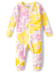 Pijamas de una pieza de algodón con ajuste ceñido y diseño floral de mamá y yo para bebés y niñas pequeñas