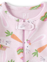 Baby And Toddler Girls Matching Family Easter Bunny Snug Fit Cotton One Piece Pajamas