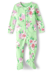 Baby And Toddler Girls Floral Snug Fit Cotton One Piece Pajamas