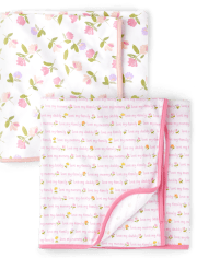 Baby Girls Floral Swaddle Blanket 2-Pack