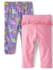 Baby Girls Dino Ruffle Pants 2-Pack
