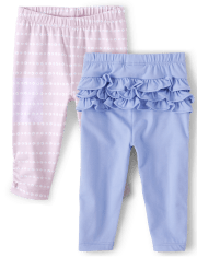 Baby Girls Floral Ruffle Pants 2-Pack