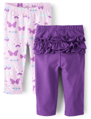 Baby Girls Butterfly Ruffle Pants 2-Pack