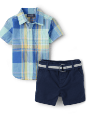 Conjunto bebé niño popelina cuadros