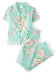 Womens Floral Poplin Pajamas