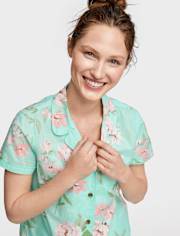 Womens Floral Poplin Pajamas