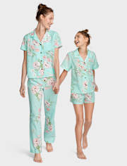 Womens Floral Poplin Pajamas