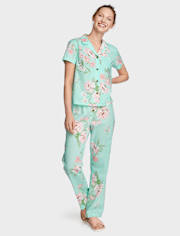 Womens Floral Poplin Pajamas