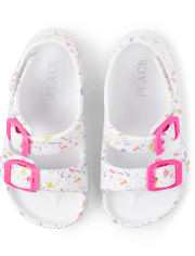 Toddler Girls Paint Splatter Buckle Slides
