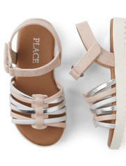 Toddler Girls Metallic Strappy Sandals