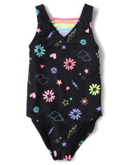 Girls Rainbow Icon One Piece Swimsuit
