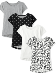 Girls Butterfly High Low Top 4-Pack