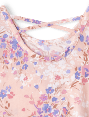 Niñitas Top sin mangas con espalda cruzada y estampado