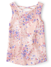 Niñitas Top sin mangas con espalda cruzada y estampado