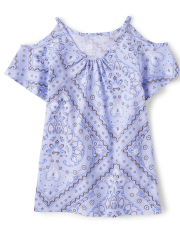 Girls Bandana Cold Shoulder Top