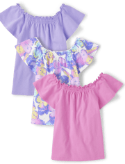 Girls Butterfly Smocked Top 3-Pack