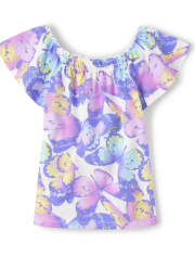 Top fruncido con mariposas para niñas