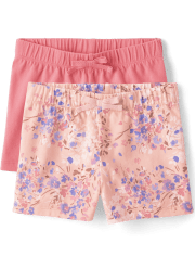 Girls Print Pull On Shorts 2-Pack