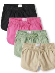 Shorts de sarga para niñas, paquete de 4