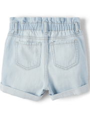 Shorts vaqueros con cintura paperbag para niñas