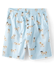 Mens Print Poplin Pajama Shorts