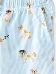 Mens Print Poplin Pajama Shorts