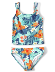 Girls Matching Family Tropical Tankini Swimsuit