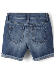 Girls Distressed Denim Roll Cuff Midi Shorts 2-Pack