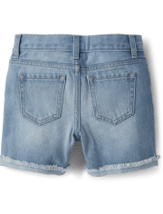 Girls Distressed Denim Roll Cuff Midi Shorts 2-Pack