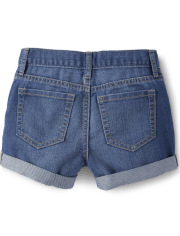 Girls Roll Cuff Denim Shortie Shorts 3-Pack