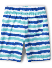 Boys Striped Swim Trunks