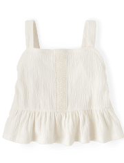 Baby And Toddler Girls Crochet Jacquard Peplum Top