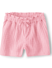 Shorts con cintura tipo bolsa de papel de gasa para bebés y niñas pequeñas