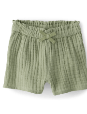 Baby And Toddler Girls Gauze Paper Bag Waist Shorts