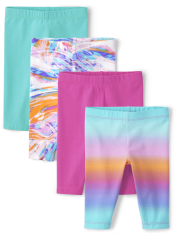 Leggings capri de mármol para niñas pequeñas, paquete de 4