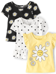 Toddler Girls Daisy Top 3-Pack