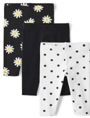 Lot de 3 leggings capri marguerite pour toute-petite fille
