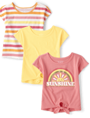 Toddler Girls Sunshine Tie Front Top 3-Pack