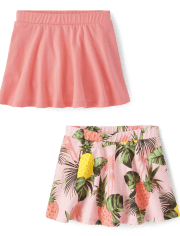 Falda pantalón de piña para niñas pequeñas, paquete de 2