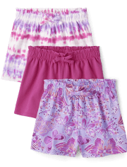Toddler Girls Butterfly Paperbag Waist Shorts 3-Pack