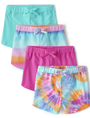 Toddler Girls Tie Dye Dolphin Shorts 4-Pack
