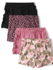Toddler Girls Leopard Pull On Shorts 4-Pack