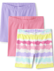 Toddler Girls Rainbow Striped Bike Shorts 3-Pack