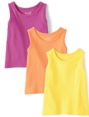 Toddler Girls Ribbed Tank Top 3-Pack