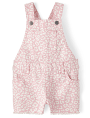 Baby And Toddler Girls Leopard Twill Shortalls