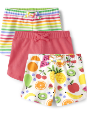 Paquete de 3 pantalones cortos de delfines de frutas para bebés y niñas pequeñas